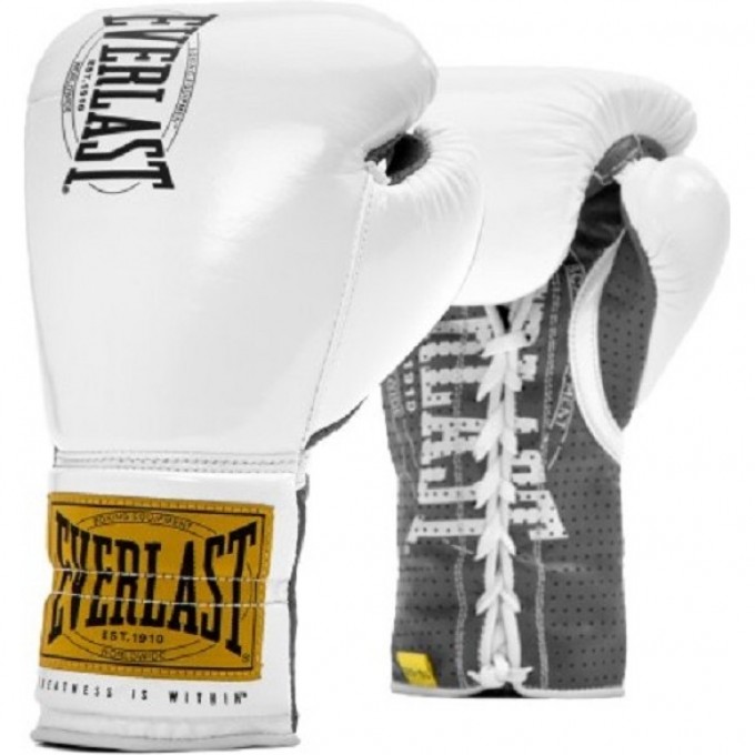 Перчатки боевые EVERLAST 1910 CLASSIC 10oz белые P00001667