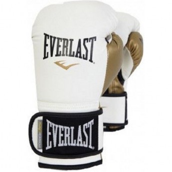 Перчатки боевые EVERLAST POWERLOCK 10oz бело/золотые