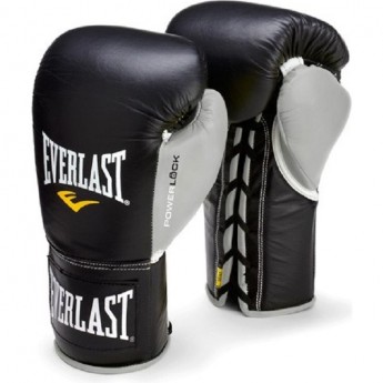 Перчатки боевые EVERLAST POWERLOCK 10oz черно/серые