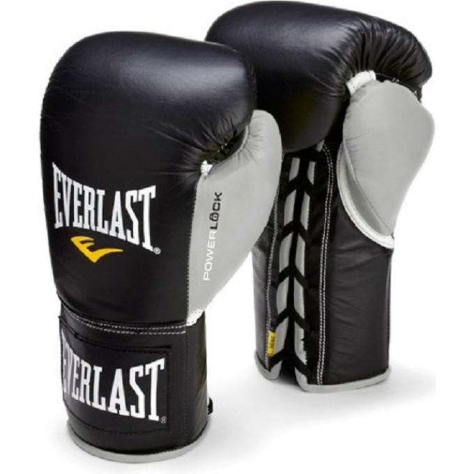 Перчатки боевые EVERLAST POWERLOCK 10oz черно/серые 27110070101