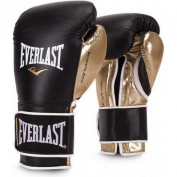 Перчатки боевые EVERLAST POWERLOCK 10oz черно/золотые