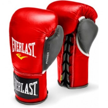 Перчатки боевые EVERLAST POWERLOCK 10oz красно/серые