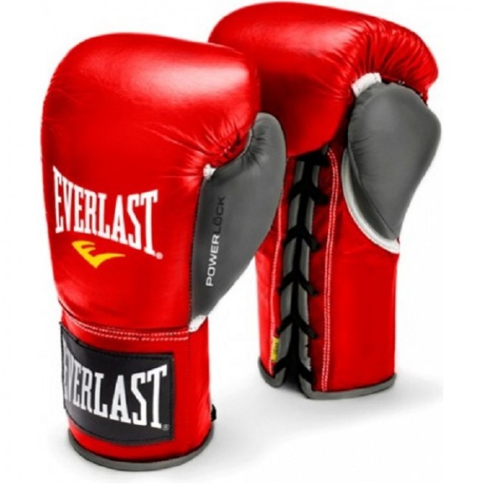 Перчатки боевые EVERLAST POWERLOCK 10oz красно/серые 27110070000