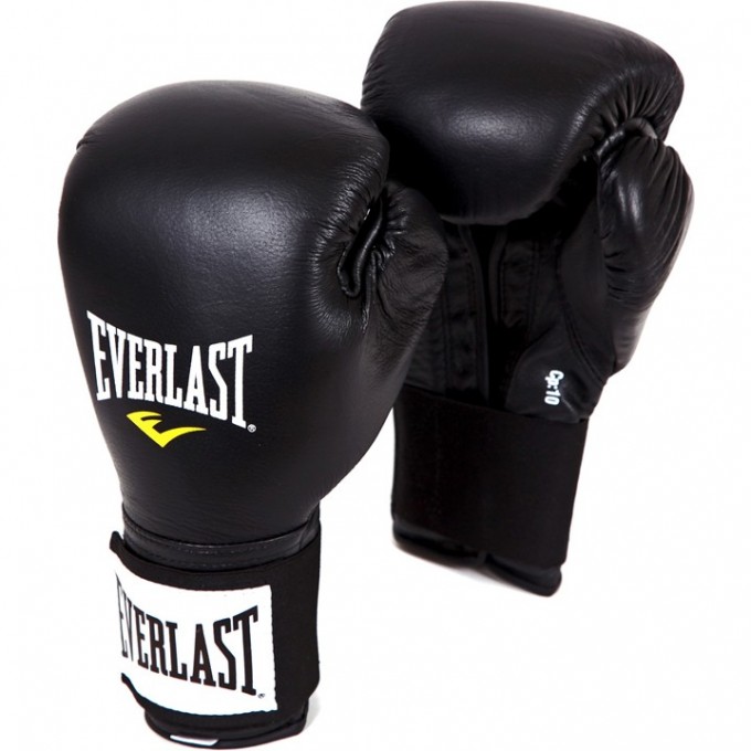 Перчатки тренировочные EVERLAST на липучке 10oz черные 141001