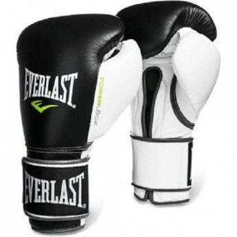 Перчатки тренировочные EVERLAST POWERLOCK 12oz черно/бело/зеленые