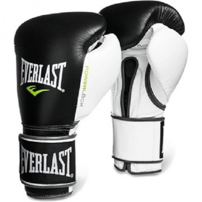 Перчатки тренировочные EVERLAST POWERLOCK 12oz черно/бело/зеленые 2200557