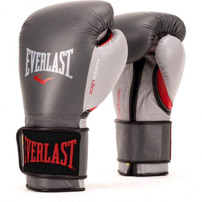 Перчатки тренировочные EVERLAST POWERLOCK 12oz серо/красные P00000600