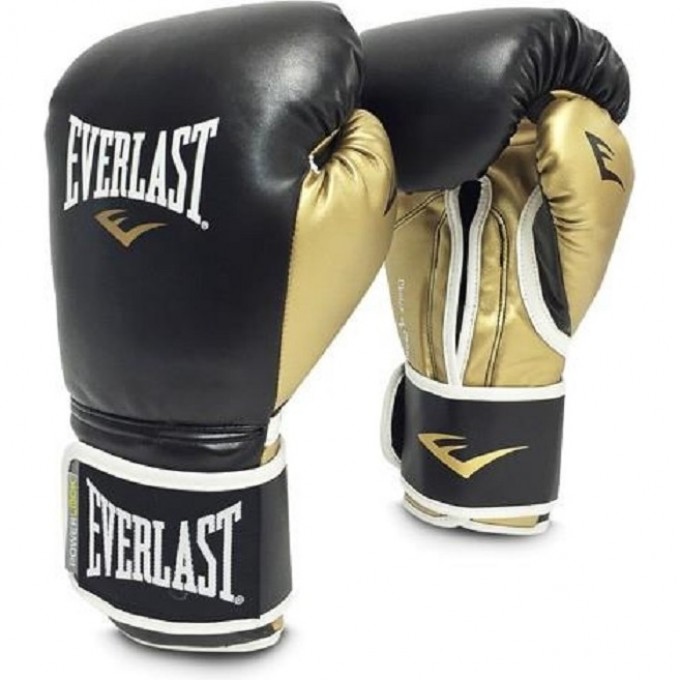 Перчатки тренировочные EVERLAST POWERLOCK PU 10oz черно/золотые P00000723-10