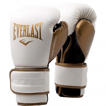 Перчатки тренировочные EVERLAST POWERLOCK PU 2 12oz бело/золотые