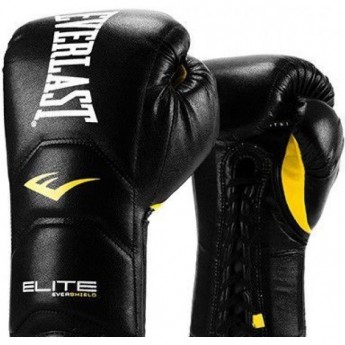 Перчатки тренировочные на шнуровке EVERLAST ELITE PRO 16oz черные