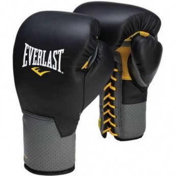 Перчатки тренировочные на шнуровке EVERLAST PRO LEATHER LACED 10oz черные